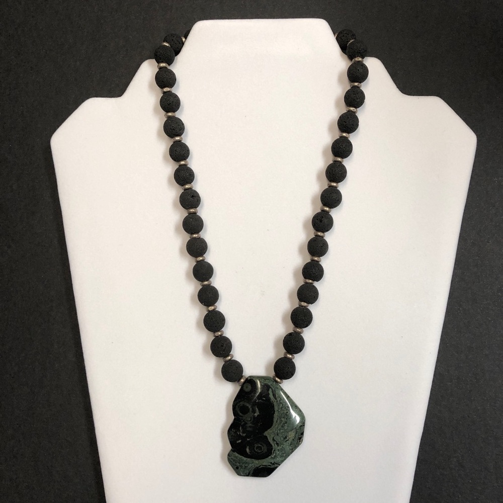 Lava rock bead necklace.